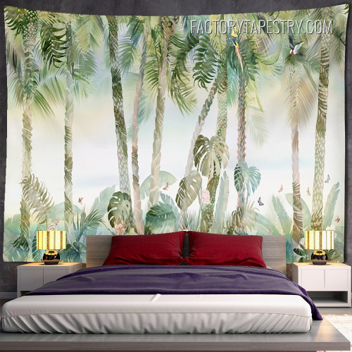 Palm Tree Forest Landscape Retro Wall Art Tapestry for Living Room Décor