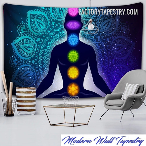 Meditating Human I Spiritual Psychedelic Wall Hanging Tapestry