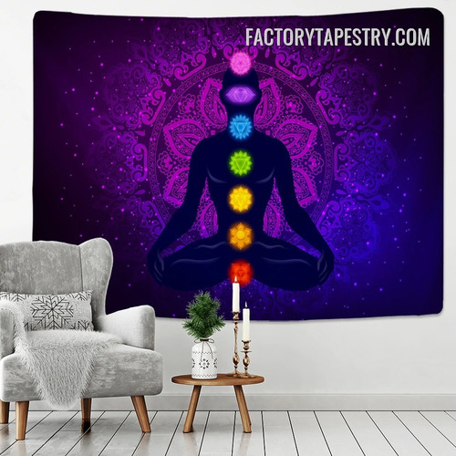 Meditating Human III Spiritual Psychedelic Wall Tapestry Art