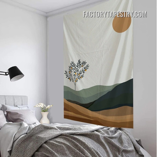 Minimalist Sun Abstract Landscape Bohemian Wall Hanging Tapestry