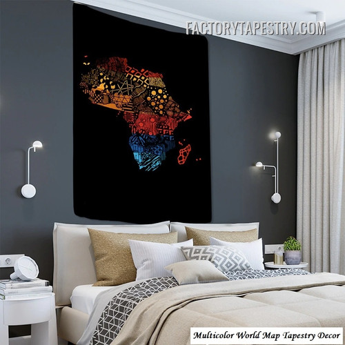 Multicolor Map Tapestry Wall Art