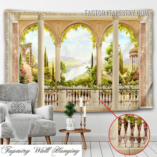 Terrace View I Landscape Architecture Modern Wall Hanging Tapestry