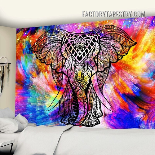 Chromatic Mandala Elephant Animal Psychedelic Wall Hanging Tapestry