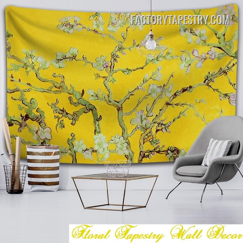 Branches with Almond Blossom Vincent Van Gogh Floral Vintage Wall Hanging Tapestry