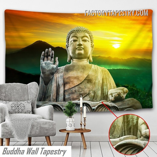 Buddha Statue II Spiritual Modern Wall Decor Tapestry