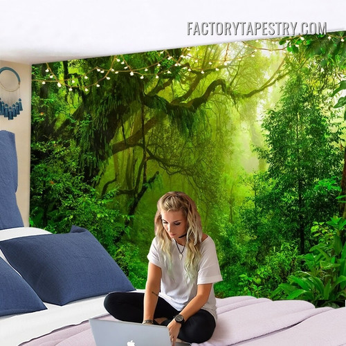 Green Woods Landscape Modern Wall Decor Tapestry