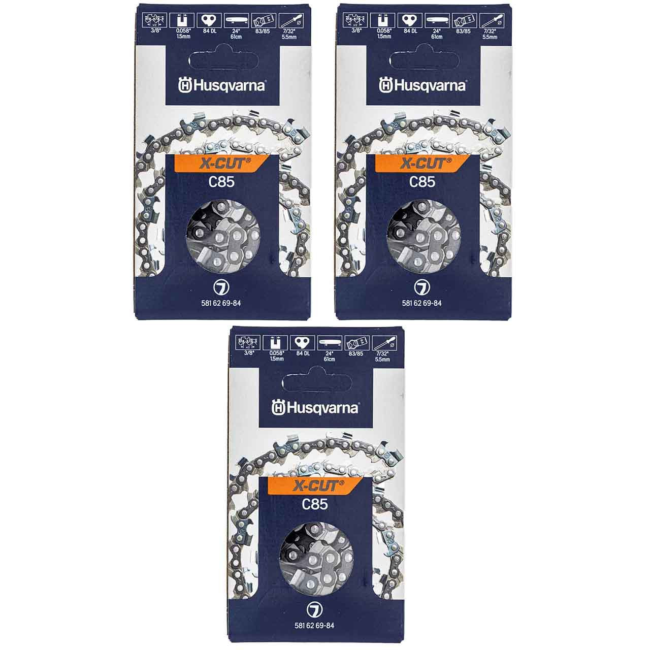チッチ Pack of 3 581626984-PK3 Husqvarna X-CUT C85 Chain 24