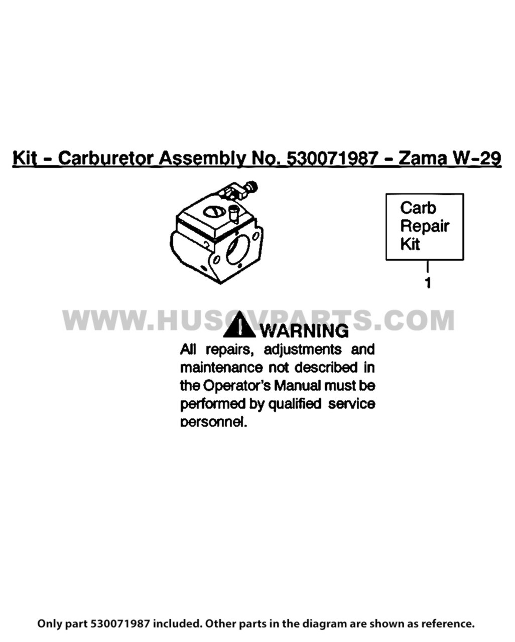 Husqvarna 142 Carburetor 530071987 OEM OEM Husqvarna Parts Online