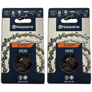 HUSQVARNA Chains - X -CUT S93G ,14"BAR, 52 DRIVE LINKS, .050"GAUGE, 3/8"   - 2 PACK