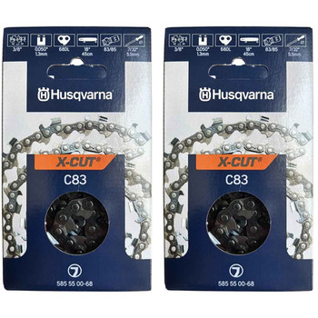 HUSQVARNA Chains - X -CUT C83 ,18"BAR, 68 DRIVE LINKS, .050"GAUGE, 3/8" - 2 PACK