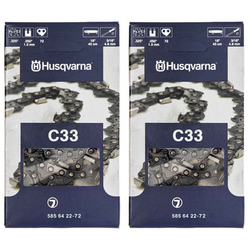 HUSQVARNA Chains - X -CUT C33 ,18"BAR, 72 DRIVE LINKS, .050"GAUGE, .325" - 2 PACK