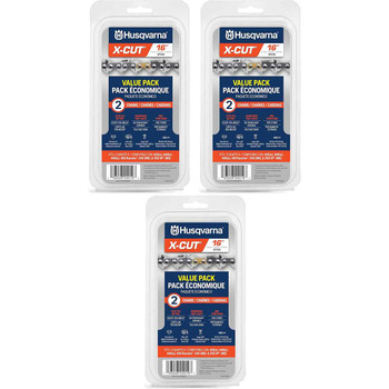 HUSQVARNA Chains - X -CUT (2pk) ,16"BAR, 66 DRIVE LINKS, .050"GAUGE, .325"   - 3 PACK