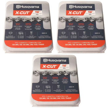 HUSQVARNA Chains - X -CUT S93G ,16"BAR, 56 DRIVE LINKS, .050"GAUGE, 3/8" LPPITCH - 3 PACK