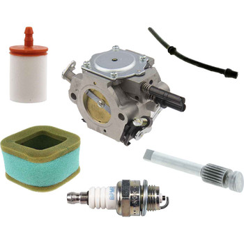 HUSQ 3120XP COMPLETE CARBURETOR AIR-OIL-FUEL FILTERS SPARK PLUG FUEL LINES PRIMER BULB KIT OEM