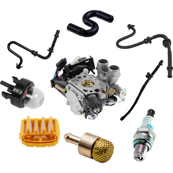 HUSQ 545 COMPLETE CARBURETOR AIR-OIL-FUEL FILTERS SPARK PLUG FUEL LINES PRIMER BULB KIT OEM