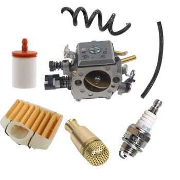 HUSQ 365 COMPLETE CARBURETOR AIR-OIL-FUEL FILTERS SPARK PLUG FUEL LINES PRIMER BULB KIT OEM