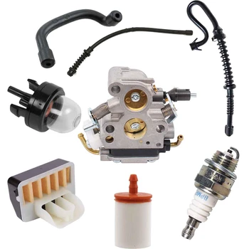 HUSQ 135 COMPLETE CARBURETOR AIR-OIL-FUEL FILTERS SPARK PLUG FUEL LINES PRIMER BULB KIT OEM