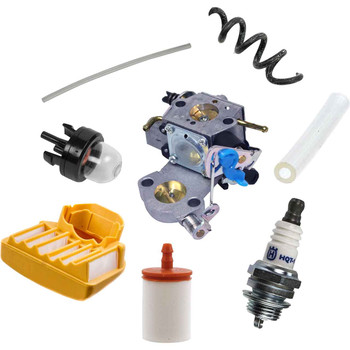 HUSQ 455 COMPLETE CARBURETOR AIR-OIL-FUEL FILTERS SPARK PLUG FUEL LINES PRIMER BULB KIT OEM