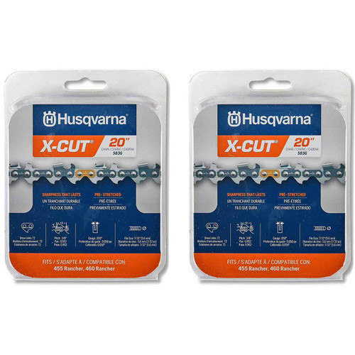 HUSQVARNA Chains - X -CUT S83G ,20"BAR, 72 DRIVE LINKS, .050"GAUGE, 3/8" - 2 PACK