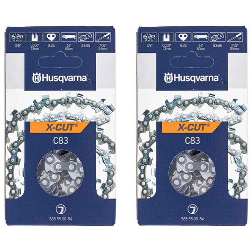 HUSQVARNA Chains - X -CUT C83 ,24"BAR, 84 DRIVE LINKS, .050"GAUGE, 3/8" - 2 PACK