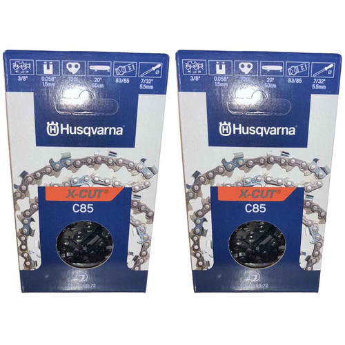 HUSQVARNA Chains - X -CUT C85 ,20"BAR, 72 DRIVE LINKS, .058"GAUGE, 3/8" - 2 PACK
