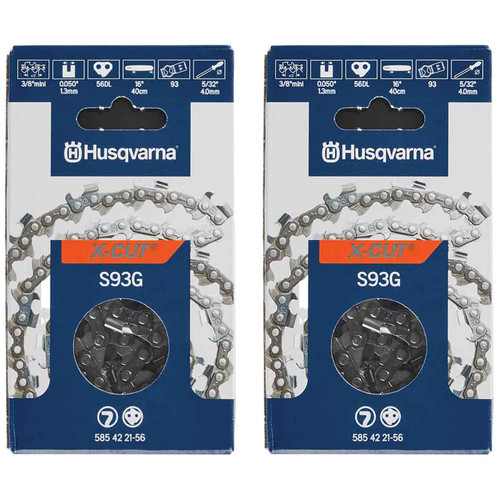 HUSQVARNA Chains - X -CUT S93G ,16"BAR, 56 DRIVE LINKS, .050"GAUGE, 3/8"  - 2 PACK