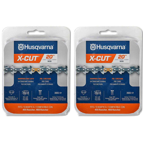 HUSQVARNA Chains - H80 ,20"BAR, 72 DRIVE LINKS, .050"GAUGE, 3/8" - 2 PACK