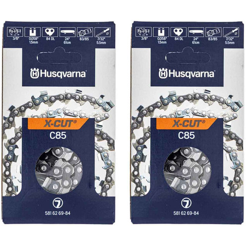 HUSQVARNA Chains - X -CUT C85 ,24"BAR, 84 DRIVE LINKS, .058"GAUGE, 3/8" - 2 PACK