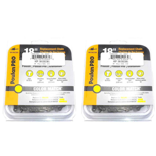 HUSQVARNA Chains - Standard ,18"BAR, 62 DRIVE LINKS, .050"GAUGE, 3/8"  - 2 PACK