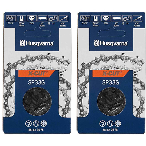 HUSQVARNA Chains - X -CUT SP33G ,20"BAR, 78 DRIVE LINKS, .050"GAUGE, .325" - 2 PACK