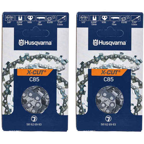 HUSQVARNA Chains - X -CUT C85 ,28"BAR, 93 DRIVE LINKS, .058"GAUGE, 3/8" - 2 PACK