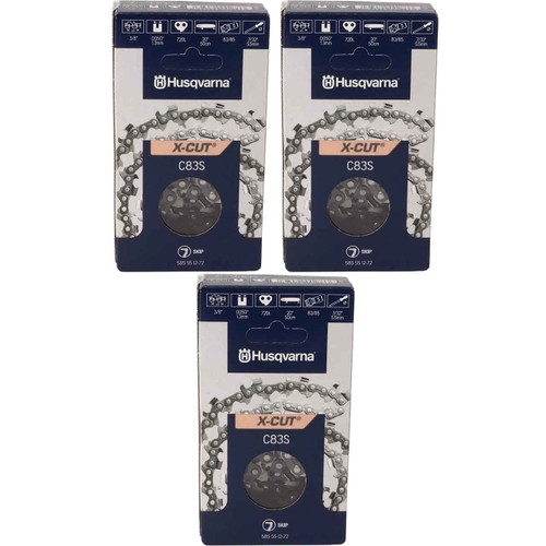 HUSQVARNA Chains - X -CUT C83S ,20"BAR, 72 DRIVE LINKS, .050"GAUGE, 3/8"  - 3 PACK