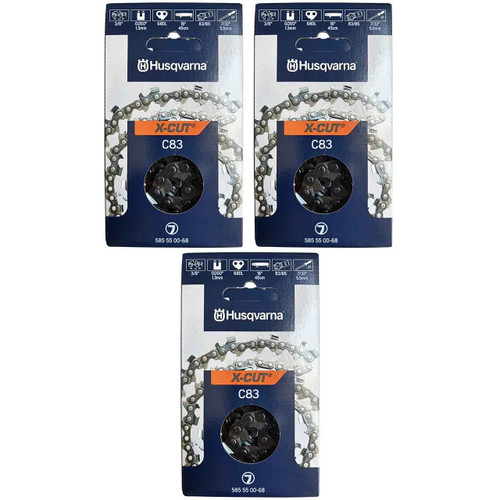 HUSQVARNA Chains - X -CUT C83 ,18"BAR, 68 DRIVE LINKS, .050"GAUGE, 3/8"  - 3 PACK