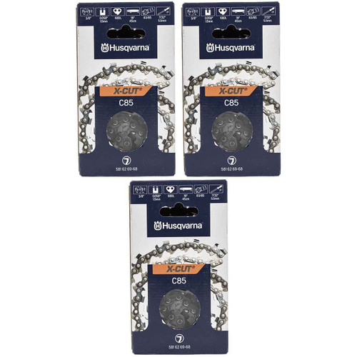 HUSQVARNA Chains - X -CUT C85 ,18"BAR, 68 DRIVE LINKS, .058"GAUGE, 3/8"  - 3 PACK
