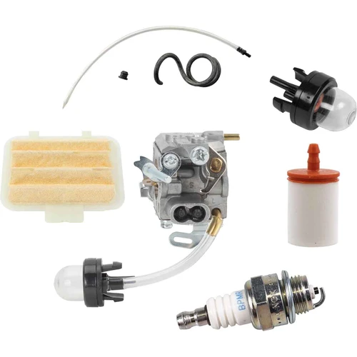 HUSQ 130 COMPLETE CARBURETOR AIR-OIL-FUEL FILTERS SPARK PLUG FUEL LINES PRIMER BULB KIT OEM