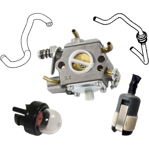 HUSQVARNA T525 COMPLETE CARBURETOR FUEL FILTER-GROMMET-LINES PRIMER BULB KIT OEM