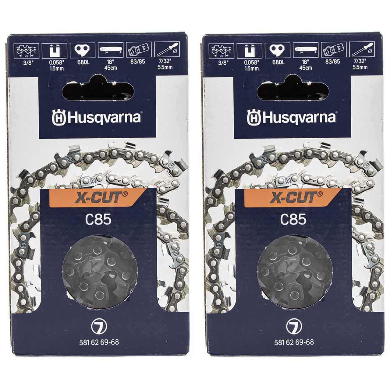Pack of 2 581626968-PK2 Husqvarna X-CUT C85 Chain 18