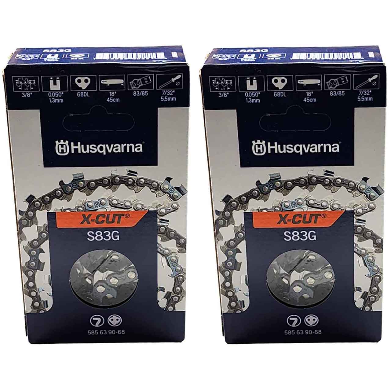 Pack of 2 585639068-PK2 Husqvarna X-CUT S83G Chain 18