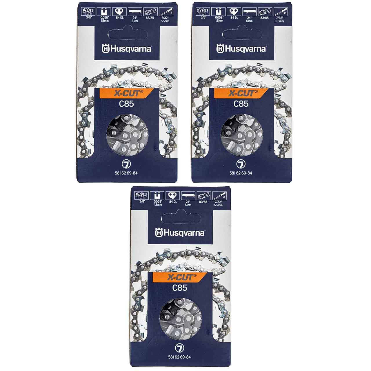 Pack of 3 581626984-PK3 Husqvarna X-CUT C85 Chain 24