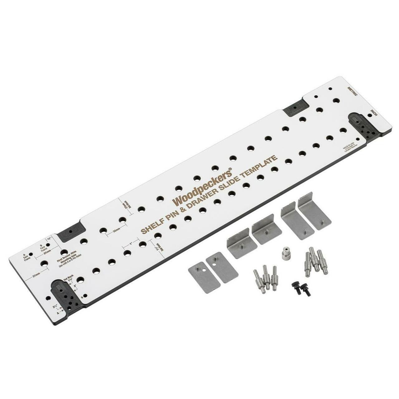 Woodpeckers Shelf Pin and Drawer Slide Template Standard Wood