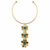 Komuya Floranía 24K Gold Plated Bronze Crystal Flower Statement Choker Handcrafted Colombian Necklace