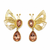 Komuya Morpho 24K Gold Plated Bronze Crystal Butterfly Earrings Handcrafted Colombian Artisan Drops