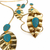 Komuya Amaru 24K Gold Plated Bronze faux Turquoise Cuff Bracelet Handcrafted Colombian Jewelry
