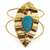 Komuya Amaru 24K Gold Plated Bronze faux Turquoise Cuff Bracelet Handcrafted Colombian Jewelry