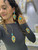 Komuya Amaru 24K Gold Plated Bronze Textured Leaf Earrings Handcrafted Turquoise Resin Drops