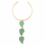 Komuya Hojas 24K Gold Plated Bronze Leaf & Stone Statement Choker Handcrafted Colombian Necklace