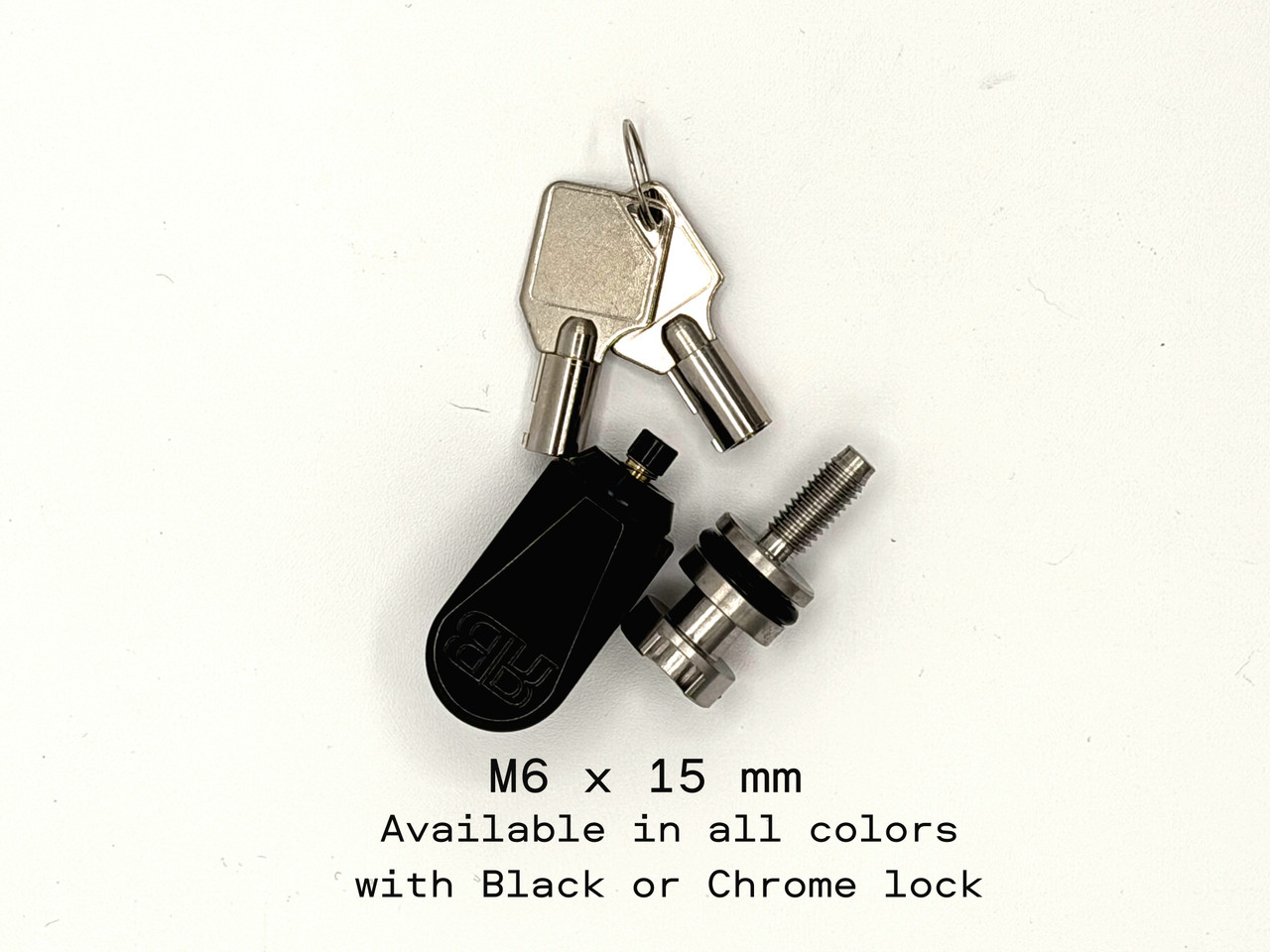 M6 x 15 mm
All body colors available
Chrome or Black lock