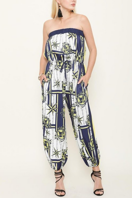 "SCARF PRINT" JUMPSUIT