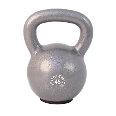 45 Lb. Kettlebell with Rubber Base, Cast Iron, Gray