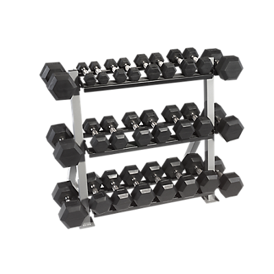 Hexagon Rack, 3 Tier, Holds 13 Pairs Of Dumbbells